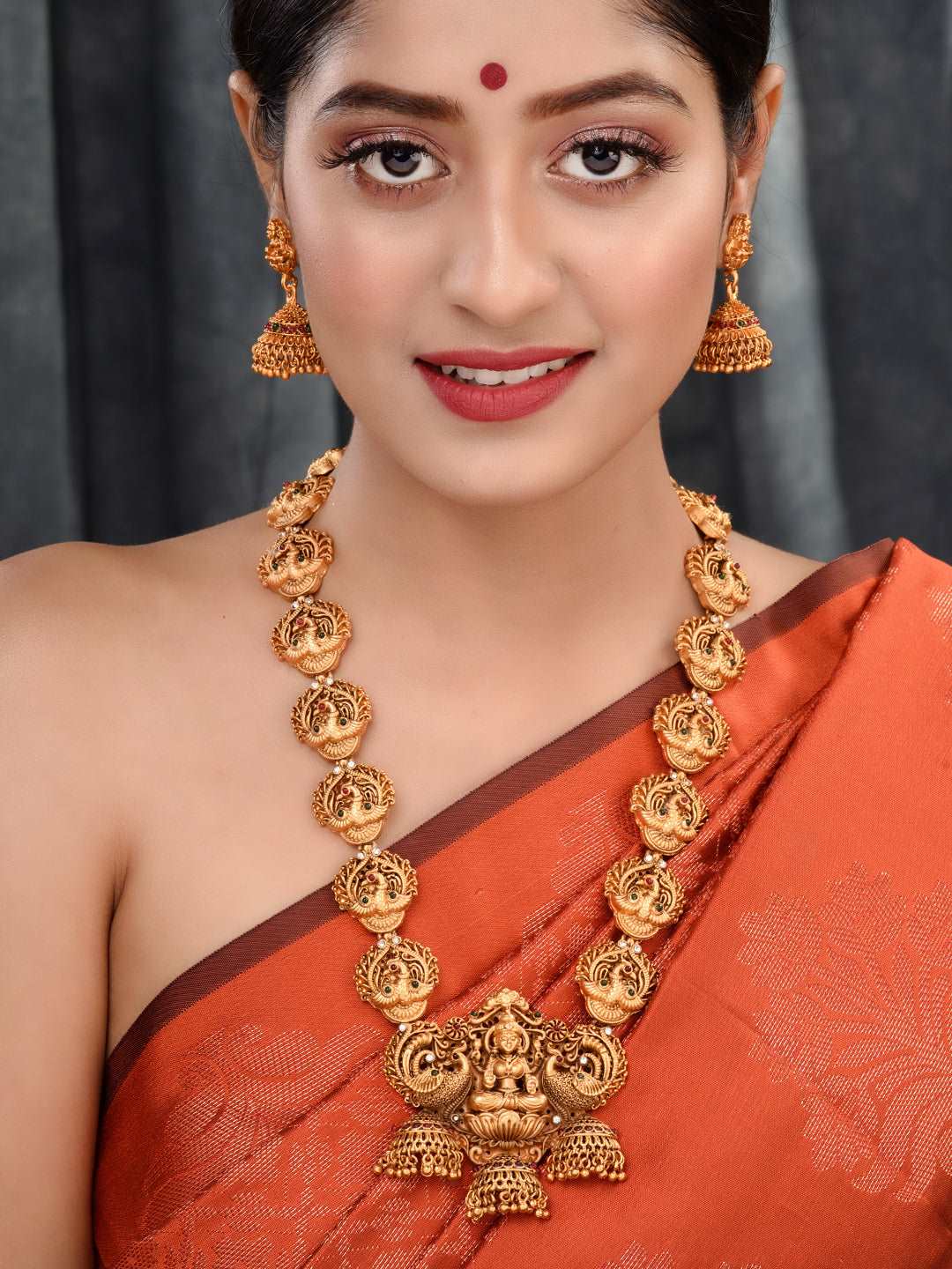 Gold Plated Exquisite Lakshmi Design Haram Temple Jewellery Set Jhumki Earrings, zaveri pearls, sale price rs, sale price, sale gold plated, sale gold, sale, rubans, ring, regular price, priy