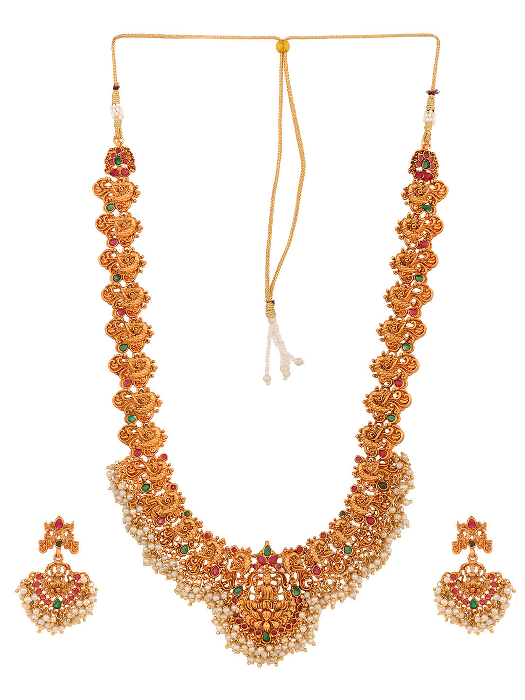 Gold Toned Gorgeous Saaddhvi Haram Combo Temple Jewellery Set, zaveri pearls, sale price rs, sale price, sale gold plated, sale gold, sale, rubans, ring, regular price, priyassi jewellery, ku