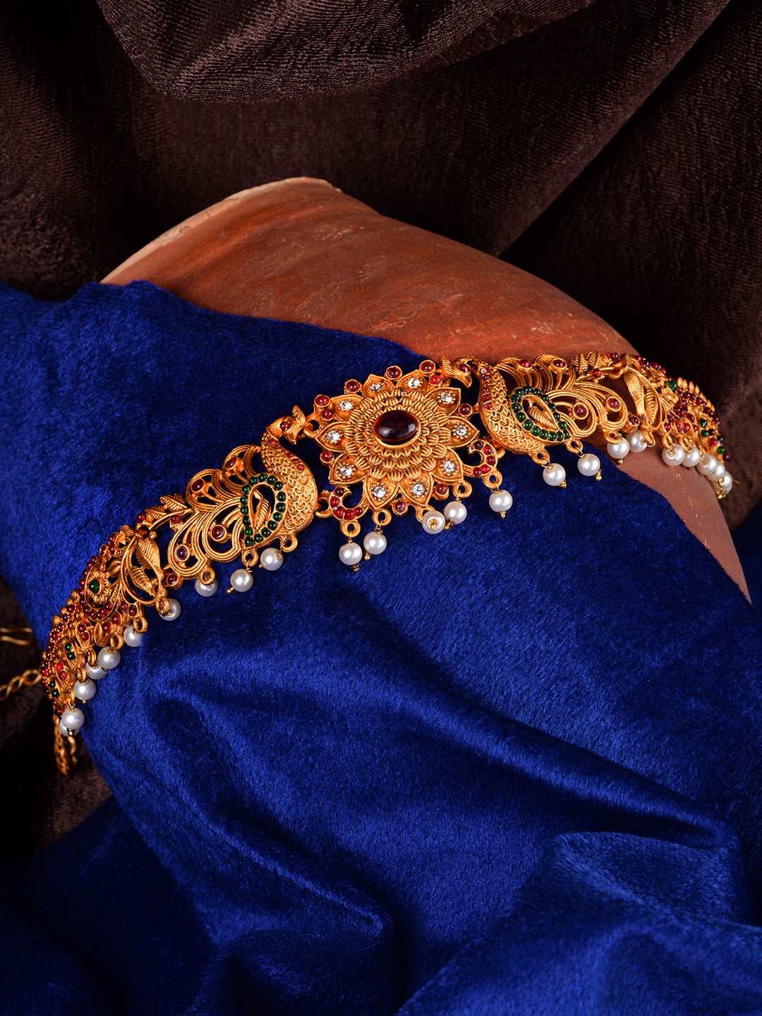 Gold Plated Kemp stone studded Pearl Beaded Peaacock design Hip Belt Kamarbandh, zaveri pearls, sale price rs, sale price, sale gold plated, sale gold, sale, rubans, ring, regular price, priy