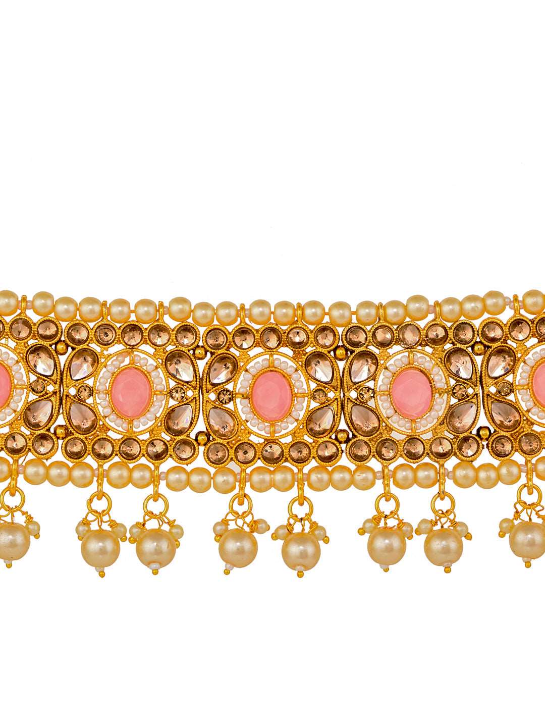 Gold Plated Pink AD studded Kundan Choker Jewellery Set, zaveri pearls, sale price rs, sale price, sale gold plated, sale gold, sale, rubans, ring, regular price, priyassi jewellery, kushal's