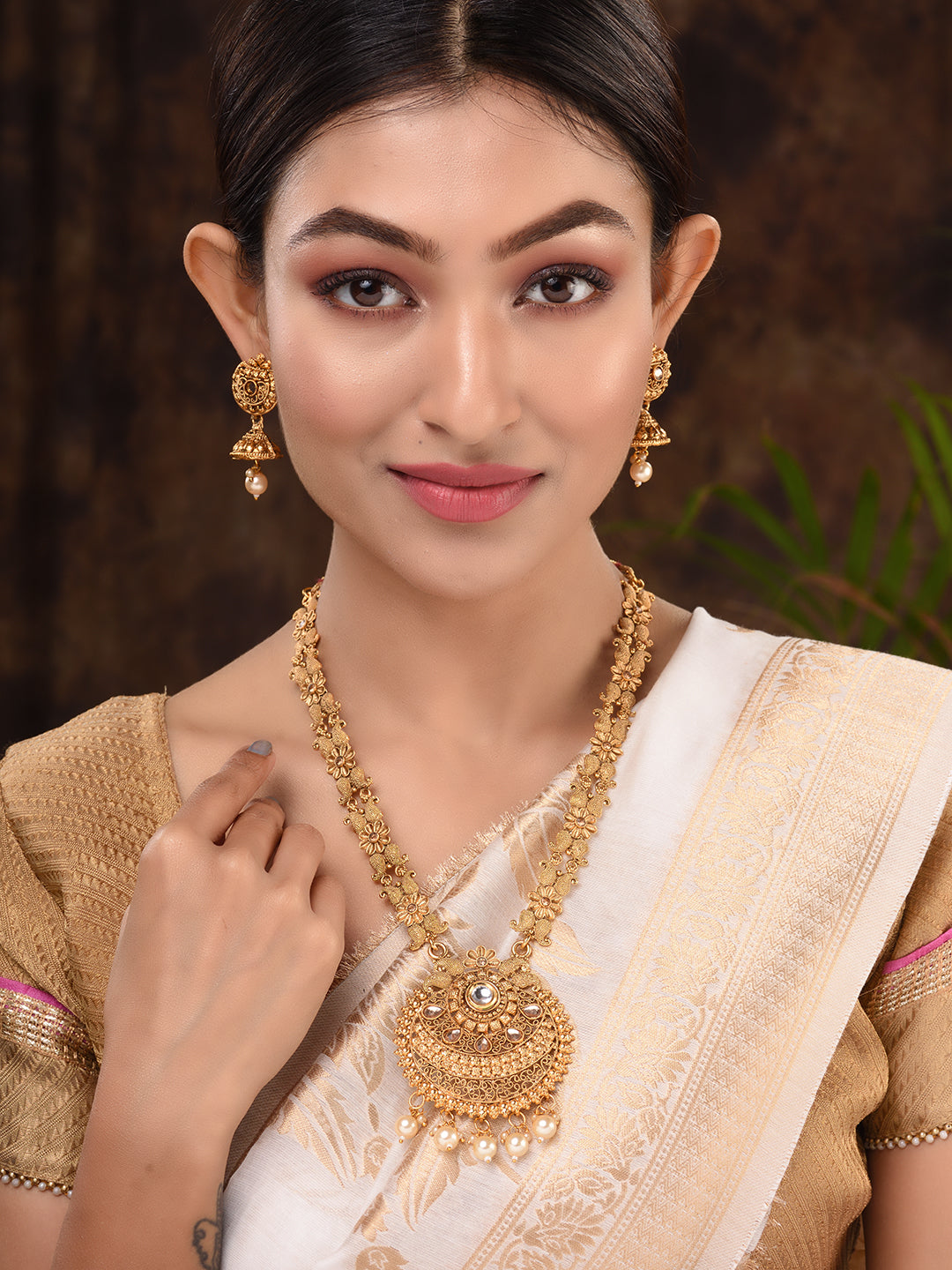 GoldPlated Kundan studded Handcrafted Necklace Jewellery Set, zaveri pearls, sale price rs, sale price, sale gold plated, sale gold, sale, rubans, ring, regular price, priyassi jewellery, kus