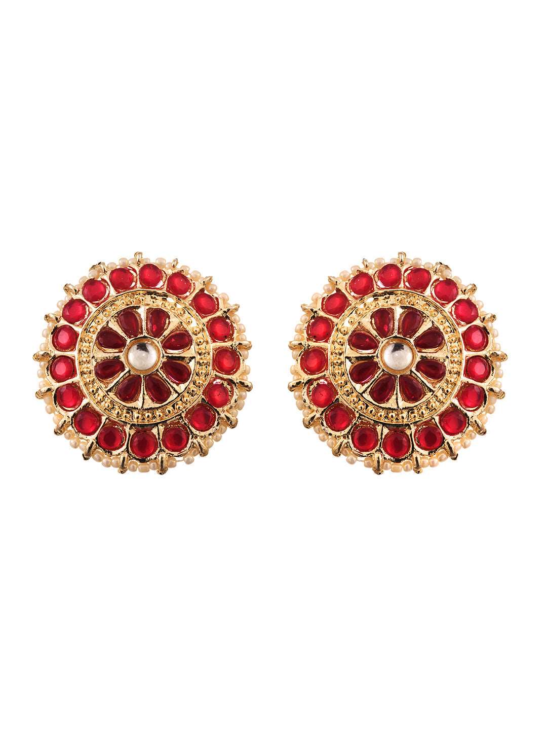 Gold Plated Red stone studded Pearl beaded Choker Jewellery set, zaveri pearls, sale price rs, sale price, sale gold plated, sale gold, sale, rubans, ring, regular price, priyassi jewellery, 