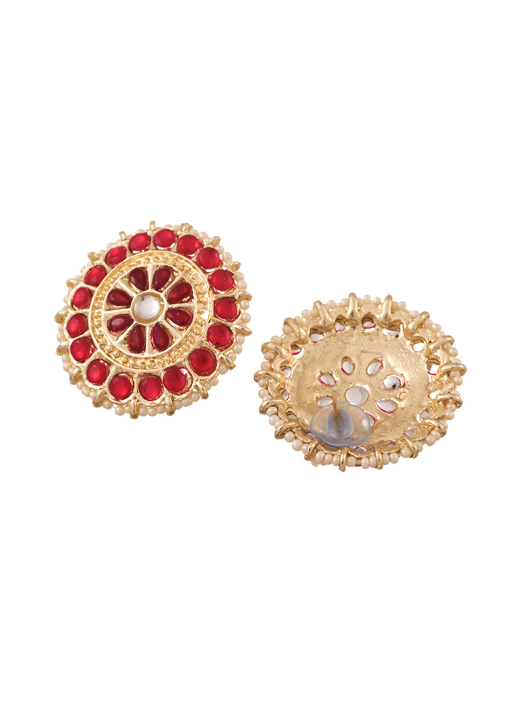 Gold Plated Red stone studded Pearl beaded Choker Jewellery set, zaveri pearls, sale price rs, sale price, sale gold plated, sale gold, sale, rubans, ring, regular price, priyassi jewellery, 