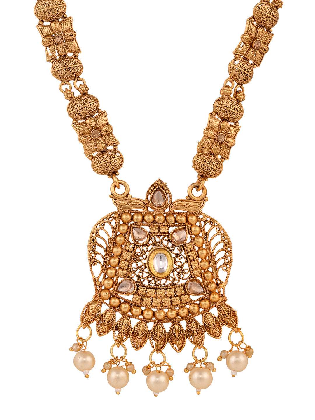 Gold Plated Kundan Studded Pearl Beaded Long Necklace Jewellery Set, zaveri pearls, sale price rs, sale price, sale gold plated, sale gold, sale, rubans, ring, regular price, priyassi jewelle