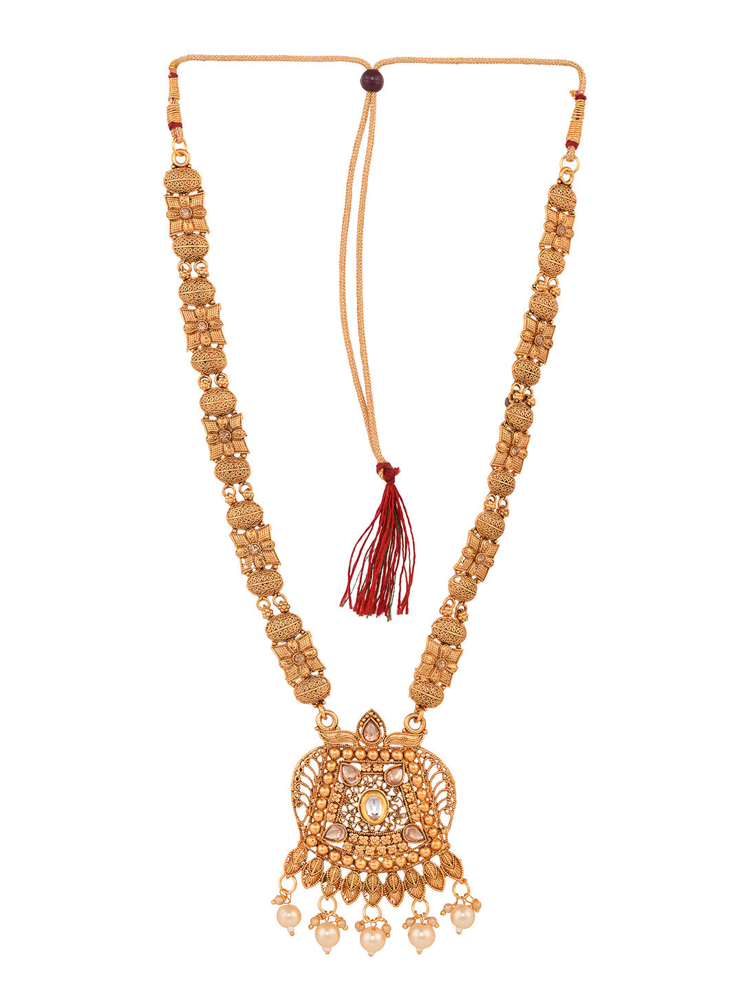 Gold Plated Kundan Studded Pearl Beaded Long Necklace Jewellery Set, zaveri pearls, sale price rs, sale price, sale gold plated, sale gold, sale, rubans, ring, regular price, priyassi jewelle