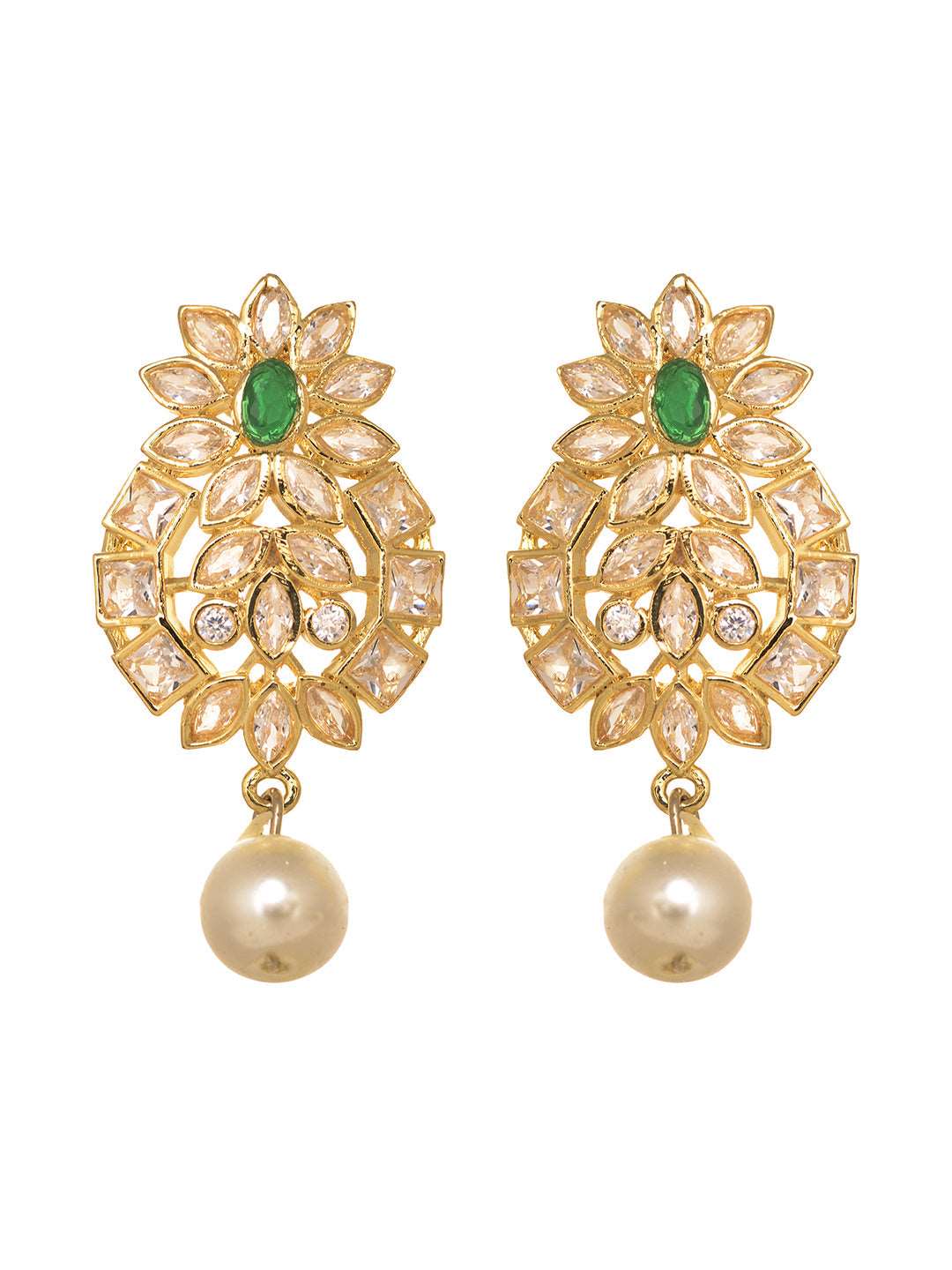 Gold Plated Polki AD studded Green Beads Maala Necklace Set, zaveri pearls, sale price rs, sale price, sale gold plated, sale gold, sale, rubans, ring, regular price, priyassi jewellery, kush