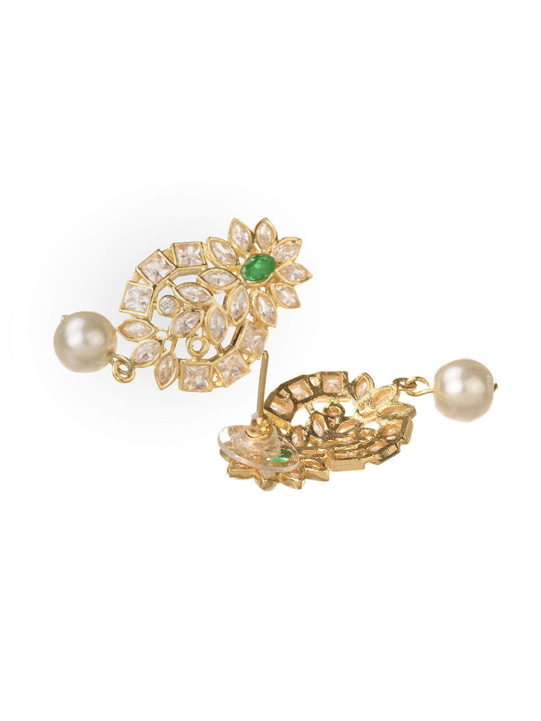 Gold Plated Polki AD studded Green Beads Maala Necklace Set, zaveri pearls, sale price rs, sale price, sale gold plated, sale gold, sale, rubans, ring, regular price, priyassi jewellery, kush