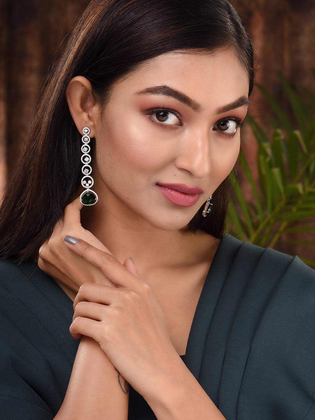 White Rhodium Plated Blue AD studded Drop Earrings, zaveri pearls, sale price rs, sale price, sale gold plated, sale gold, sale, rubans, ring, regular price, priyassi jewellery, kushal's - Sa