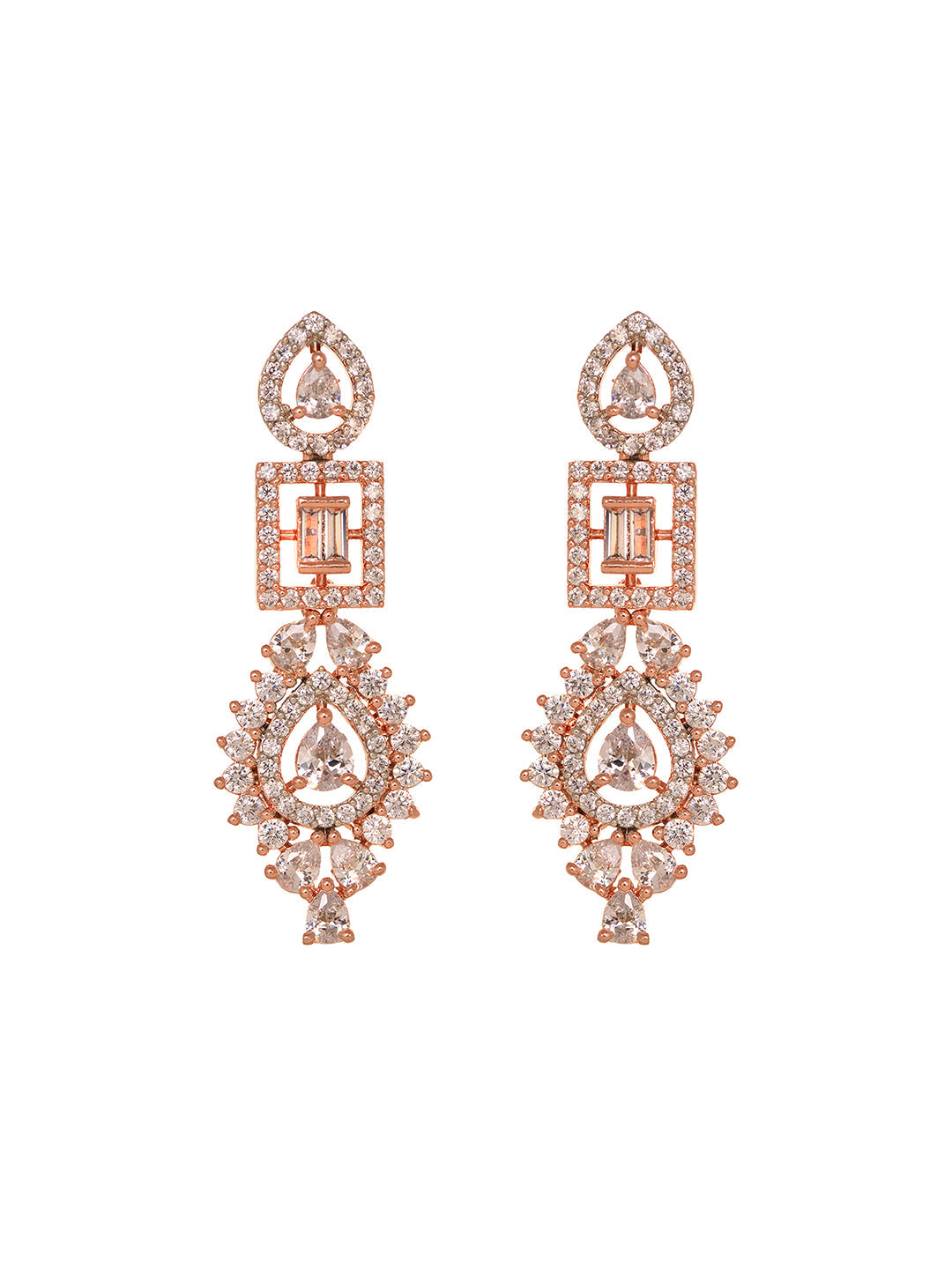 Rosegold Plated AD studded Necklace Earrings Jewellery Set, zaveri pearls, sale price rs, sale price, sale gold plated, sale gold, sale, rubans, ring, regular price, priyassi jewellery, kusha