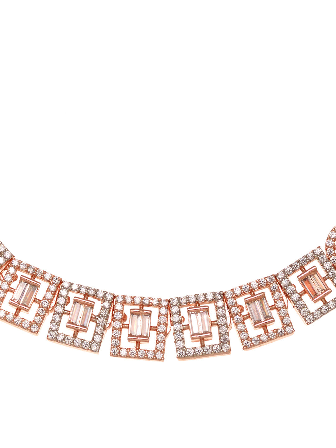 Rosegold Plated AD studded Necklace Earrings Jewellery Set, zaveri pearls, sale price rs, sale price, sale gold plated, sale gold, sale, rubans, ring, regular price, priyassi jewellery, kusha