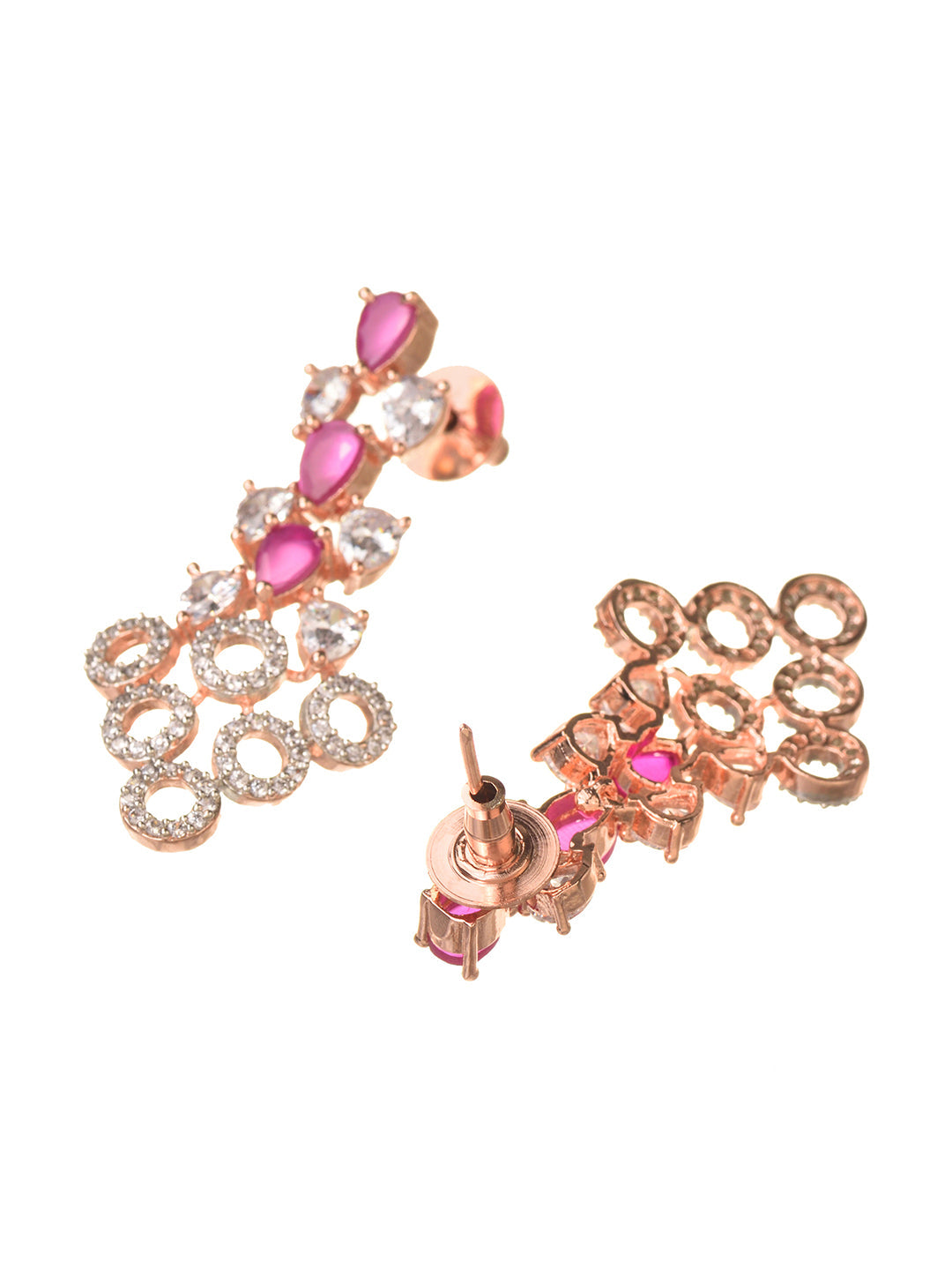 Rosegold Plated Red AD studded Necklace Earrings Jewellery Set, zaveri pearls, sale price rs, sale price, sale gold plated, sale gold, sale, rubans, ring, regular price, priyassi jewellery, k