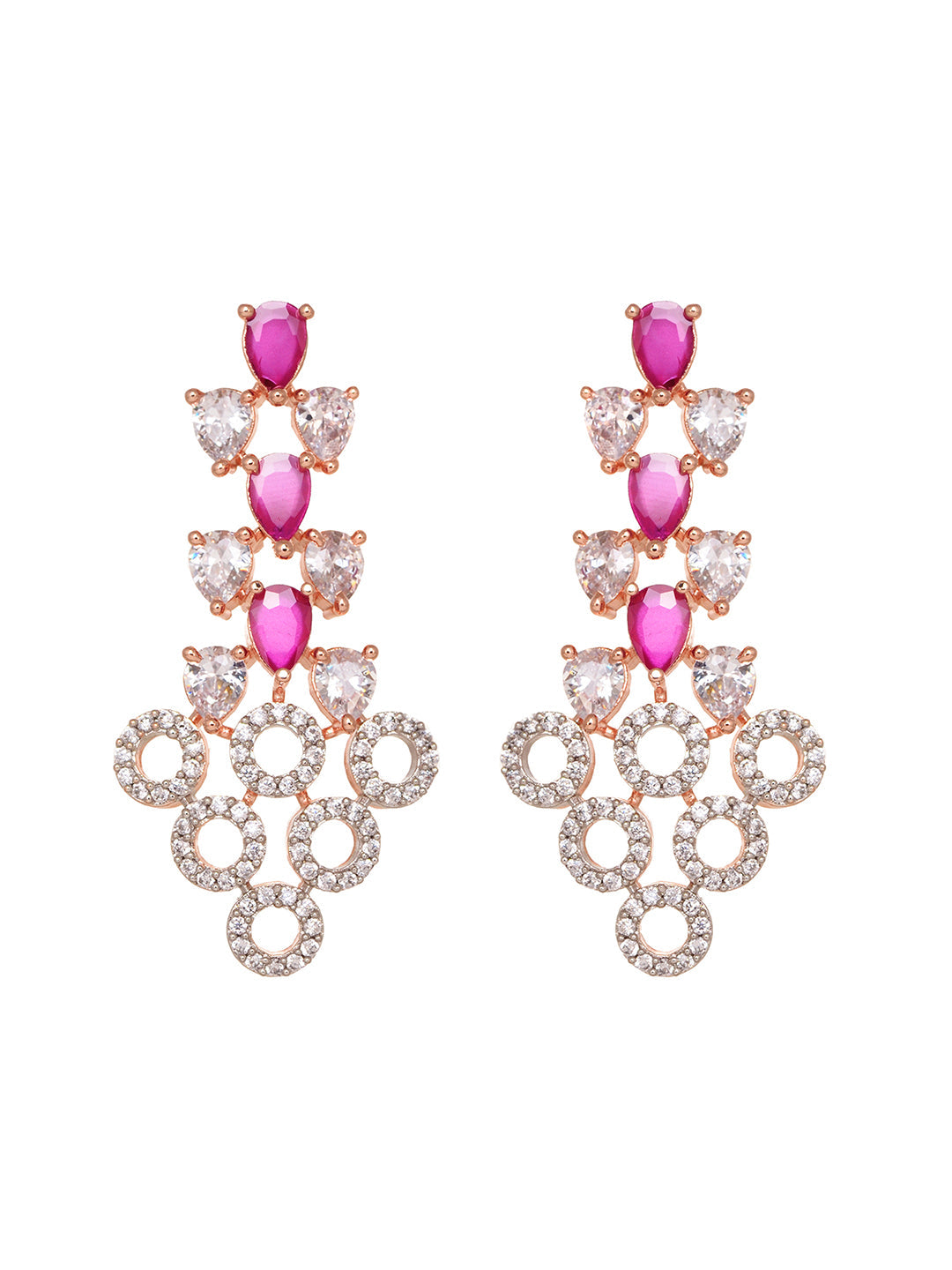 Rosegold Plated Red AD studded Necklace Earrings Jewellery Set, zaveri pearls, sale price rs, sale price, sale gold plated, sale gold, sale, rubans, ring, regular price, priyassi jewellery, k