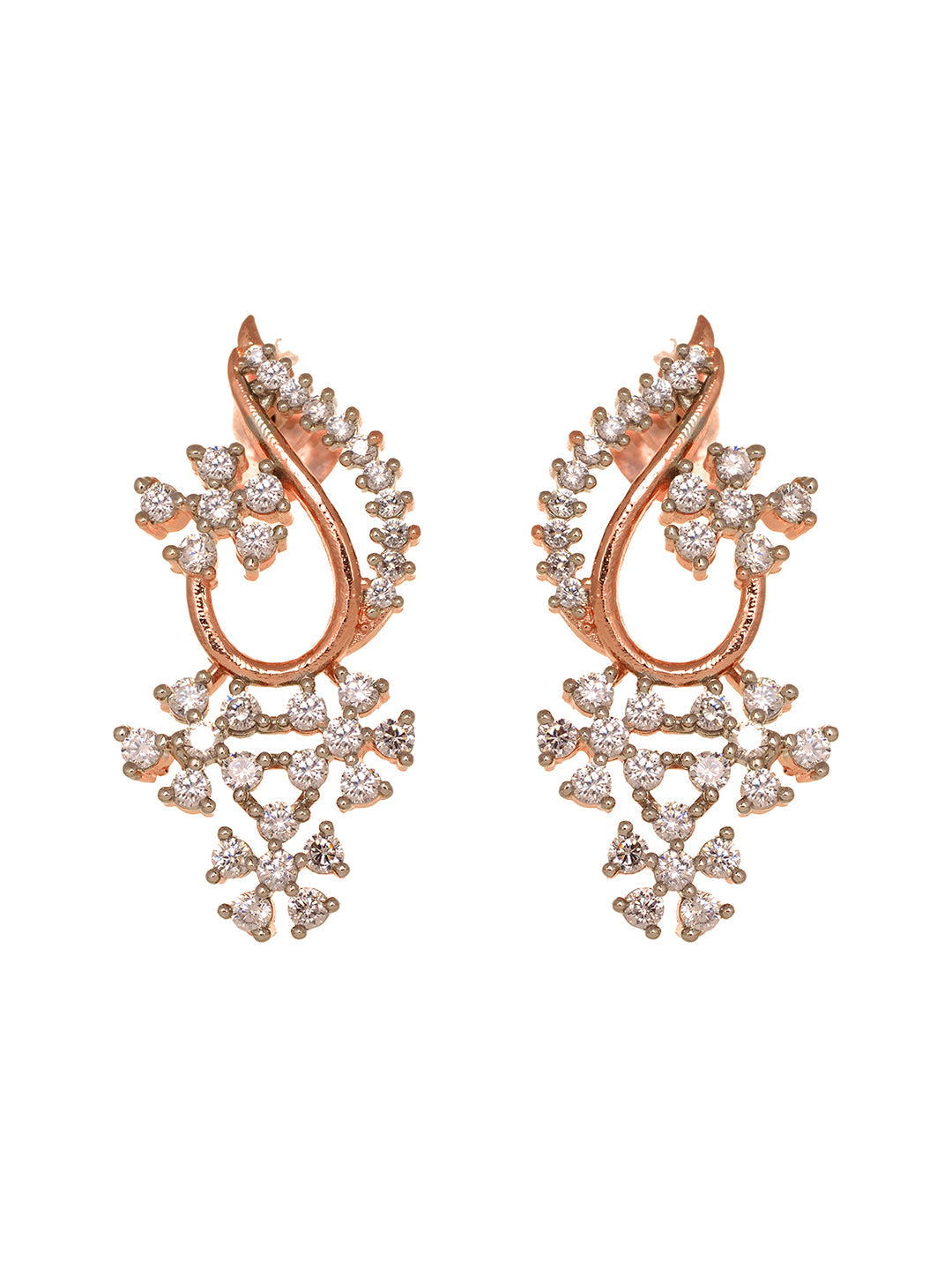 Rosegold Plated AD studded Necklace Earrings Jewellery Set, zaveri pearls, sale price rs, sale price, sale gold plated, sale gold, sale, rubans, ring, regular price, priyassi jewellery, kusha