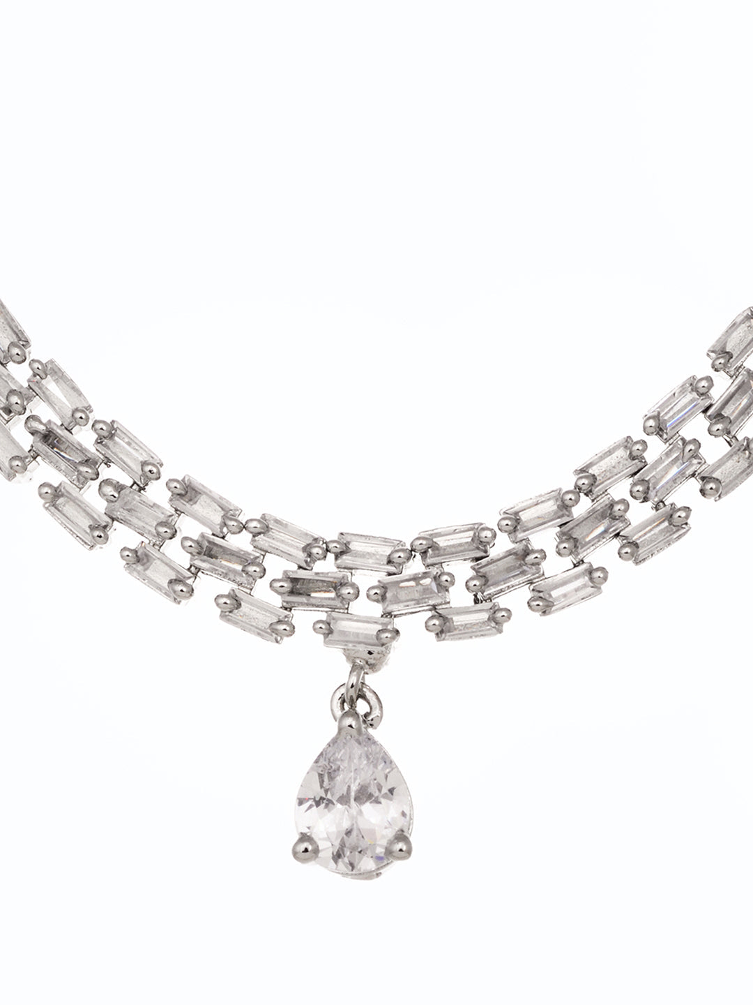 White Rhodium Plated AD studded Necklace Earrings Jewellery Set, zaveri pearls, sale price rs, sale price, sale gold plated, sale gold, sale, rubans, ring, regular price, priyassi jewellery, 