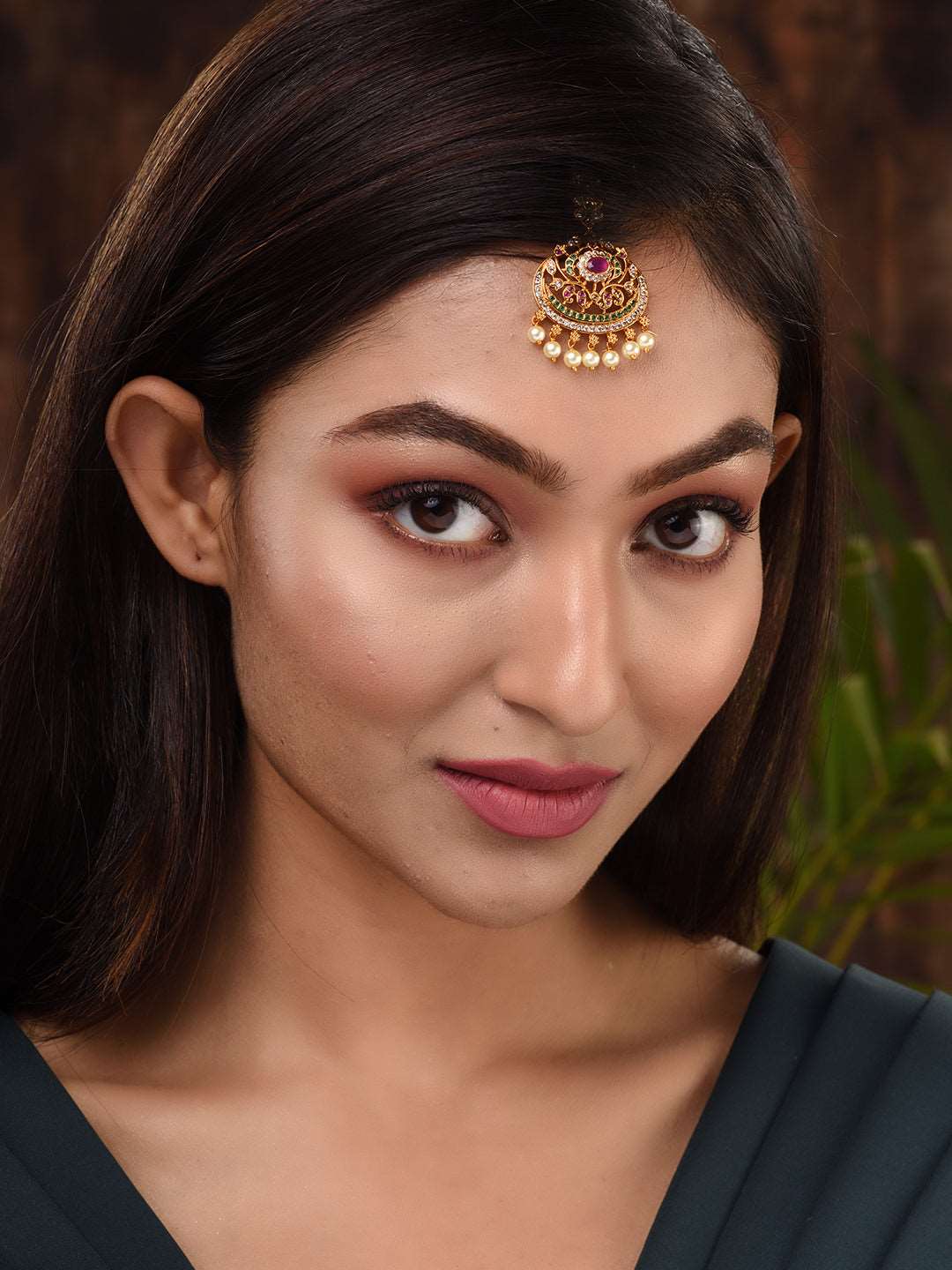 Gold Plated Multi AD Studded Maang Tikka, zaveri pearls, sale price rs, sale price, sale gold plated, sale gold, sale, rubans, ring, regular price, priyassi jewellery, kushal's - Saraf RS Jew