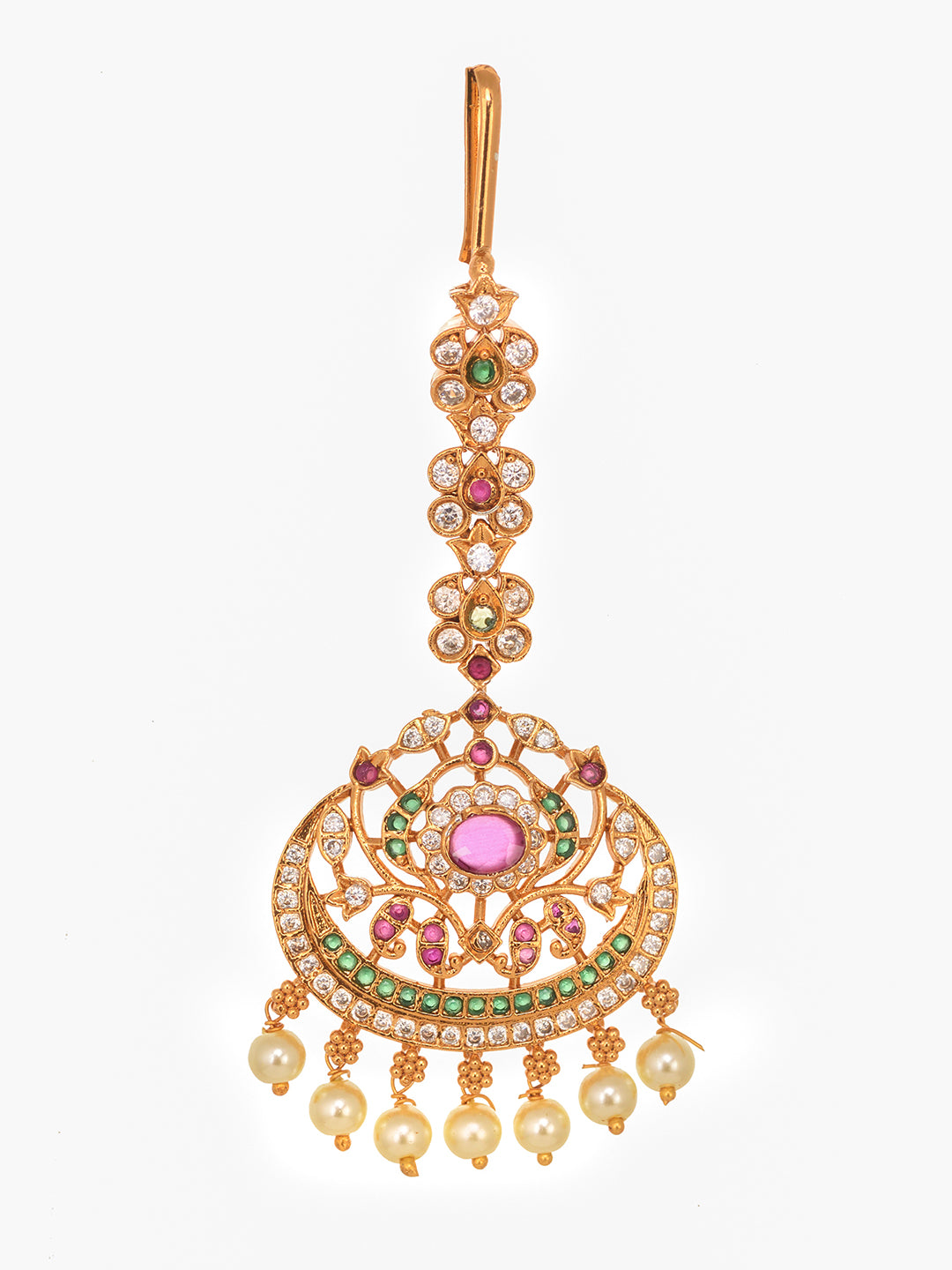Gold Plated Multi AD Studded Maang Tikka, zaveri pearls, sale price rs, sale price, sale gold plated, sale gold, sale, rubans, ring, regular price, priyassi jewellery, kushal's - Saraf RS Jew