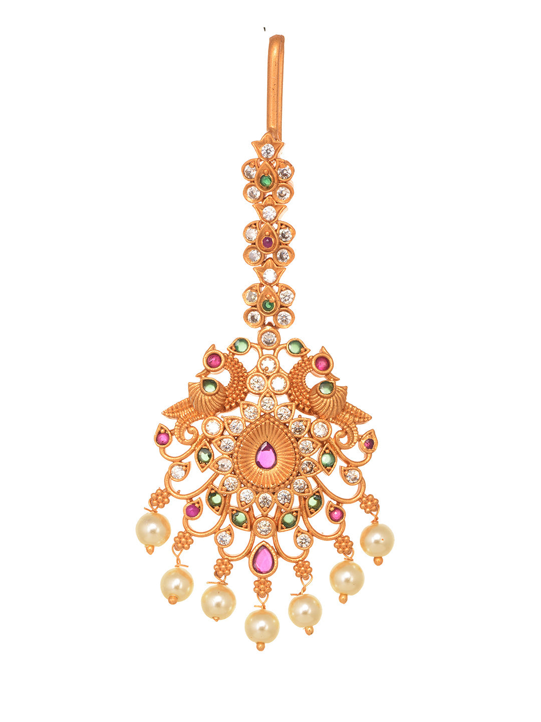 Gold Plated Multi AD Studded Maang Tikka, zaveri pearls, sale price rs, sale price, sale gold plated, sale gold, sale, rubans, ring, regular price, priyassi jewellery, kushal's - Saraf RS Jew