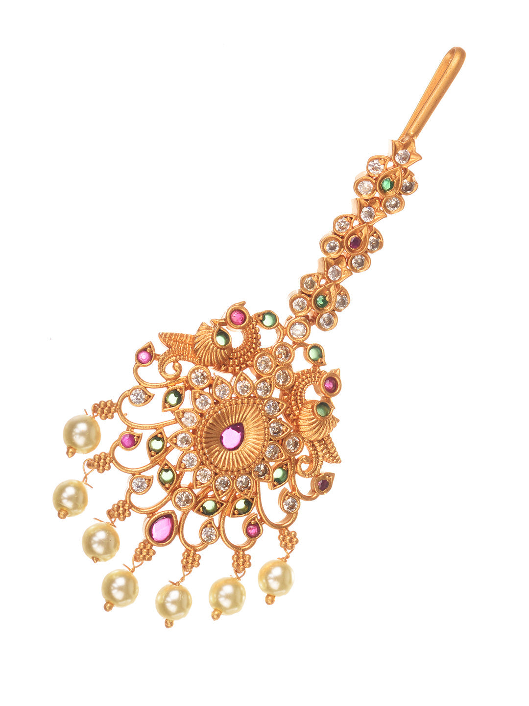 Gold Plated Multi AD Studded Maang Tikka, zaveri pearls, sale price rs, sale price, sale gold plated, sale gold, sale, rubans, ring, regular price, priyassi jewellery, kushal's - Saraf RS Jew