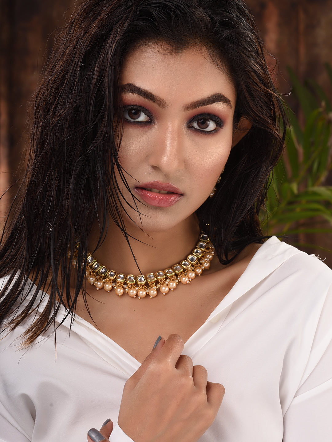 Gold Plated Single line Kundan Pearl Beaded Necklace Jewellery Set, zaveri pearls, sale price rs, sale price, sale gold plated, sale gold, sale, rubans, ring, regular price, priyassi jeweller