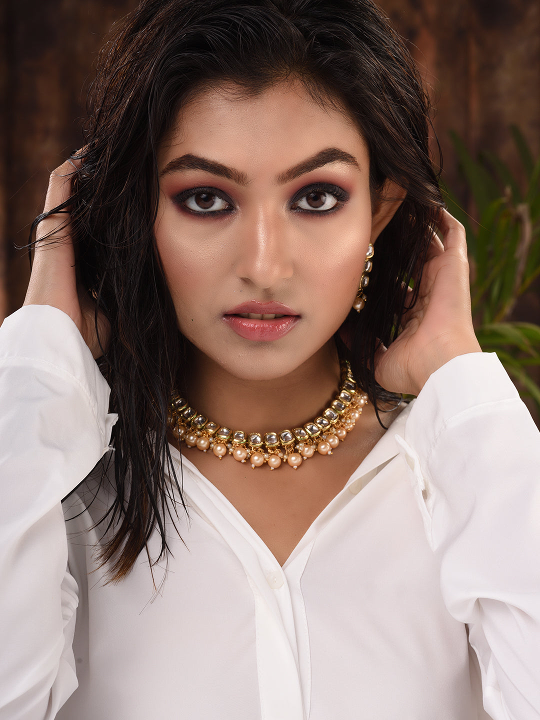 Gold Plated Single line Kundan Pearl Beaded Necklace Jewellery Set, zaveri pearls, sale price rs, sale price, sale gold plated, sale gold, sale, rubans, ring, regular price, priyassi jeweller