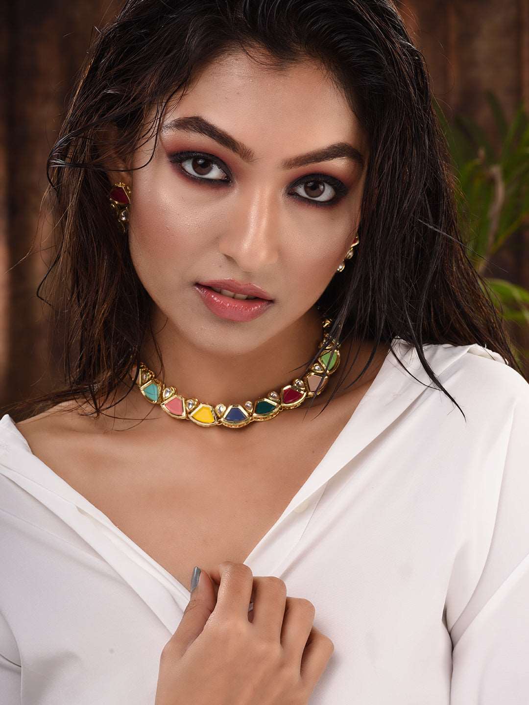 Gold Plated Multi Kundan studded modern Necklace Jewellery Set, zaveri pearls, sale price rs, sale price, sale gold plated, sale gold, sale, rubans, ring, regular price, priyassi jewellery, k