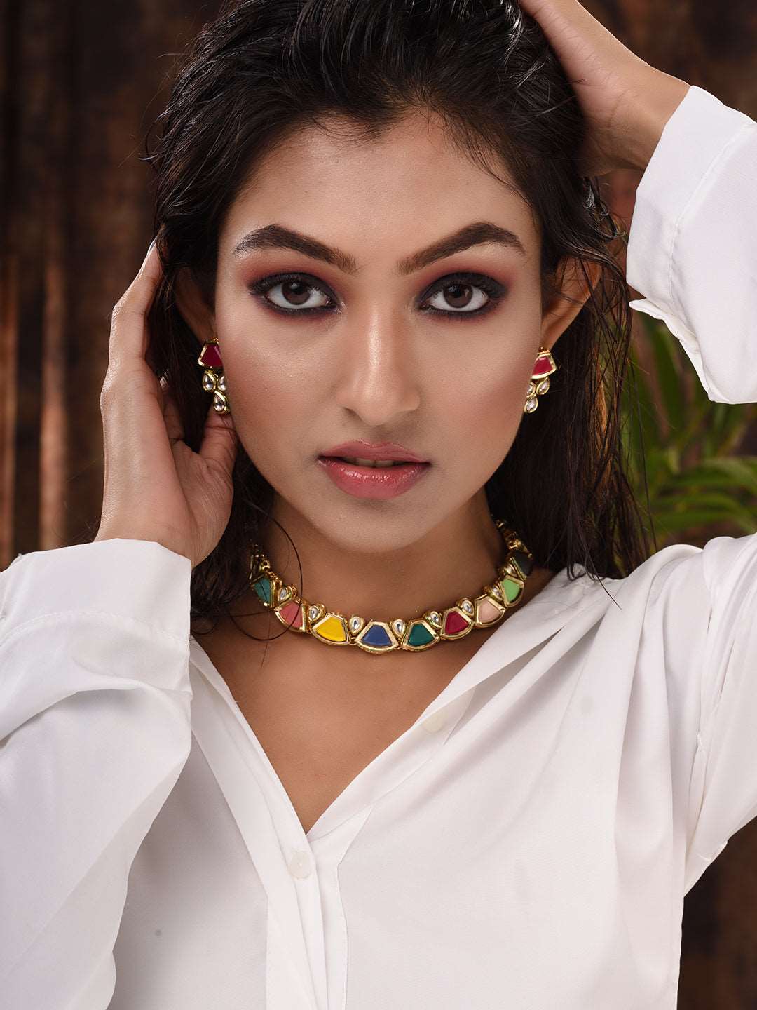 Gold Plated Multi Kundan studded modern Necklace Jewellery Set, zaveri pearls, sale price rs, sale price, sale gold plated, sale gold, sale, rubans, ring, regular price, priyassi jewellery, k