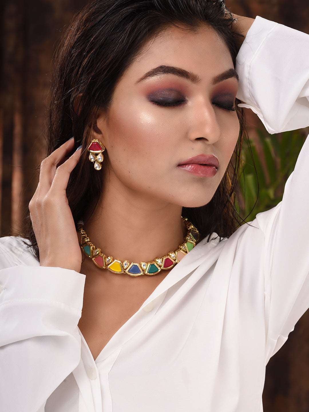 Gold Plated Multi Kundan studded modern Necklace Jewellery Set, zaveri pearls, sale price rs, sale price, sale gold plated, sale gold, sale, rubans, ring, regular price, priyassi jewellery, k