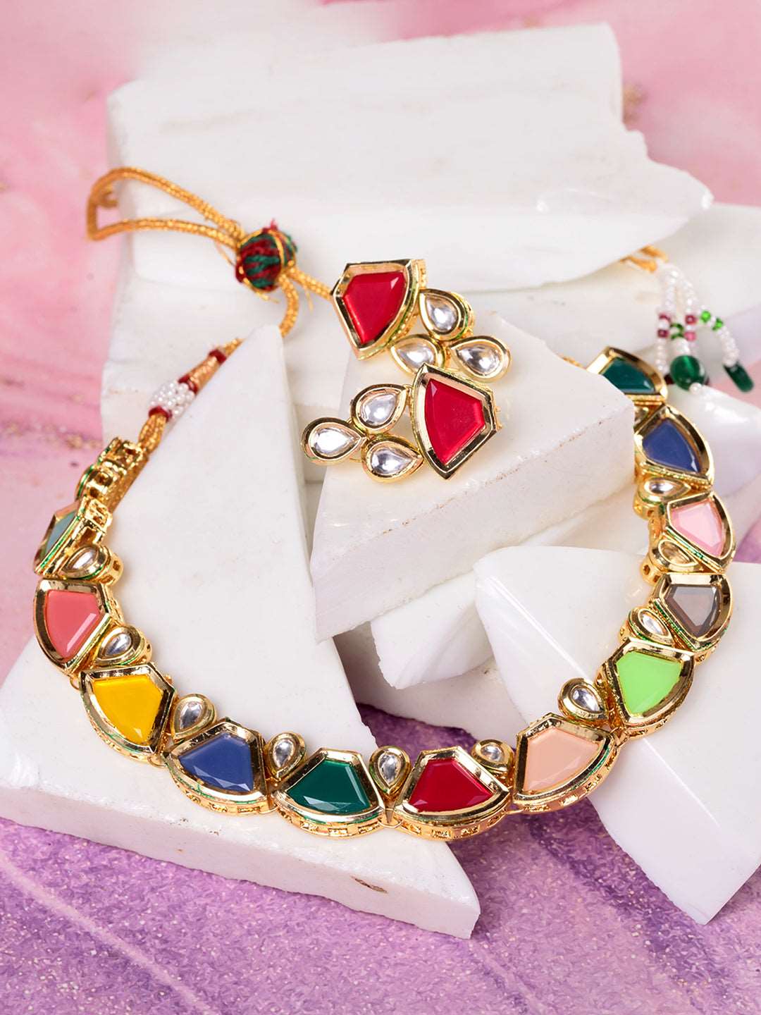 Gold Plated Multi Kundan studded modern Necklace Jewellery Set, zaveri pearls, sale price rs, sale price, sale gold plated, sale gold, sale, rubans, ring, regular price, priyassi jewellery, k