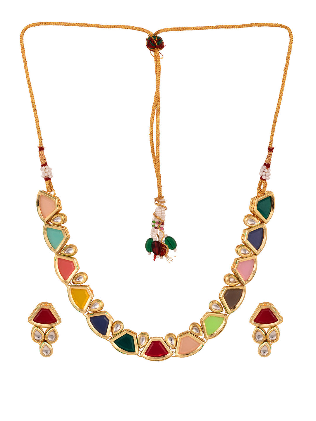 Gold Plated Multi Kundan studded modern Necklace Jewellery Set, zaveri pearls, sale price rs, sale price, sale gold plated, sale gold, sale, rubans, ring, regular price, priyassi jewellery, k
