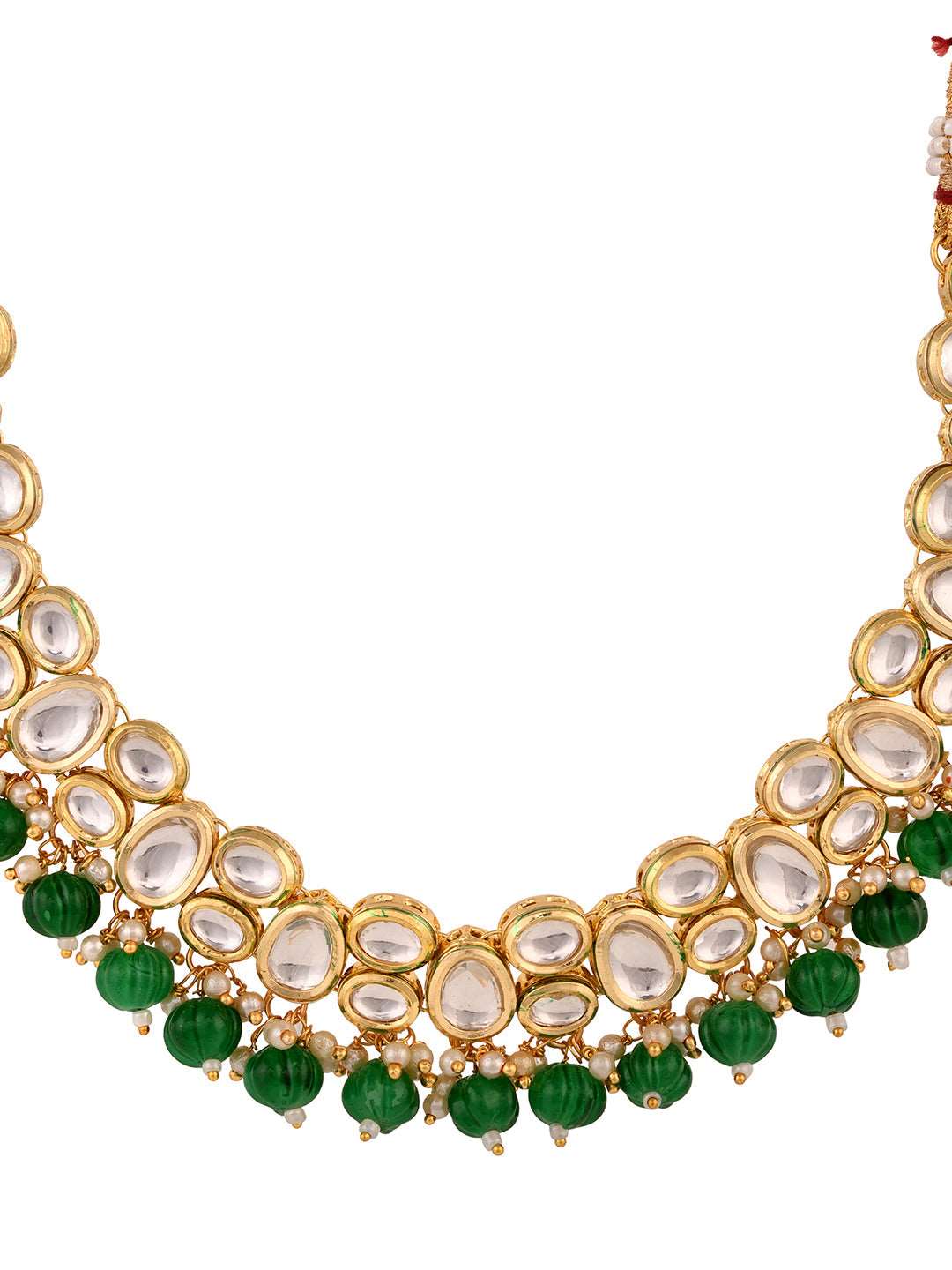Gold Plated Green & White Kundan studded Beaded Choker Jewellery Set, zaveri pearls, sale price rs, sale price, sale gold plated, sale gold, sale, rubans, ring, regular price, priyassi jewell