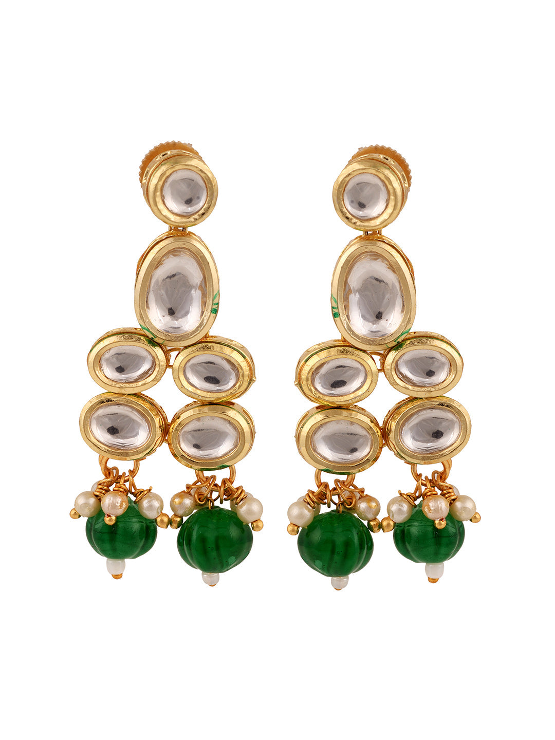 Gold Plated Green & White Kundan studded Beaded Choker Jewellery Set, zaveri pearls, sale price rs, sale price, sale gold plated, sale gold, sale, rubans, ring, regular price, priyassi jewell