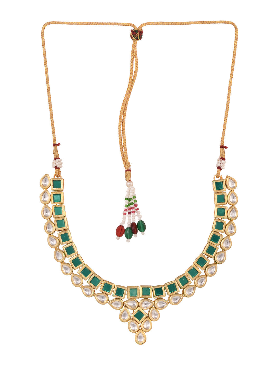 Gold Plated Green & White Kundan studded modern Necklace Jewellery Set, zaveri pearls, sale price rs, sale price, sale gold plated, sale gold, sale, rubans, ring, regular price, priyassi jewe