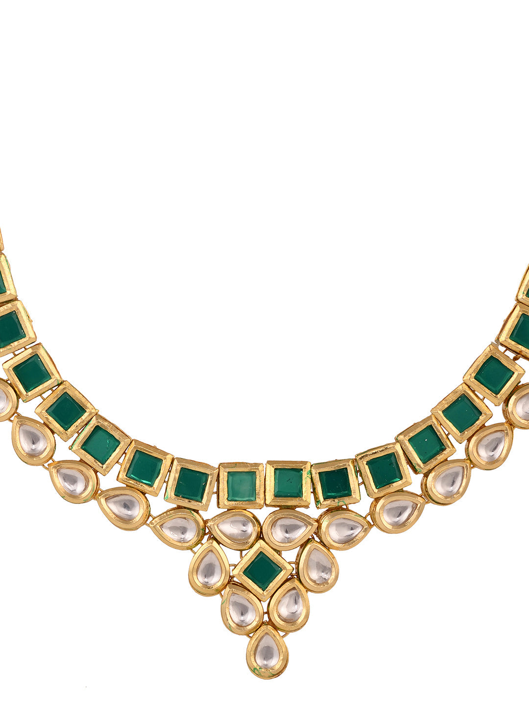 Gold Plated Green & White Kundan studded modern Necklace Jewellery Set, zaveri pearls, sale price rs, sale price, sale gold plated, sale gold, sale, rubans, ring, regular price, priyassi jewe
