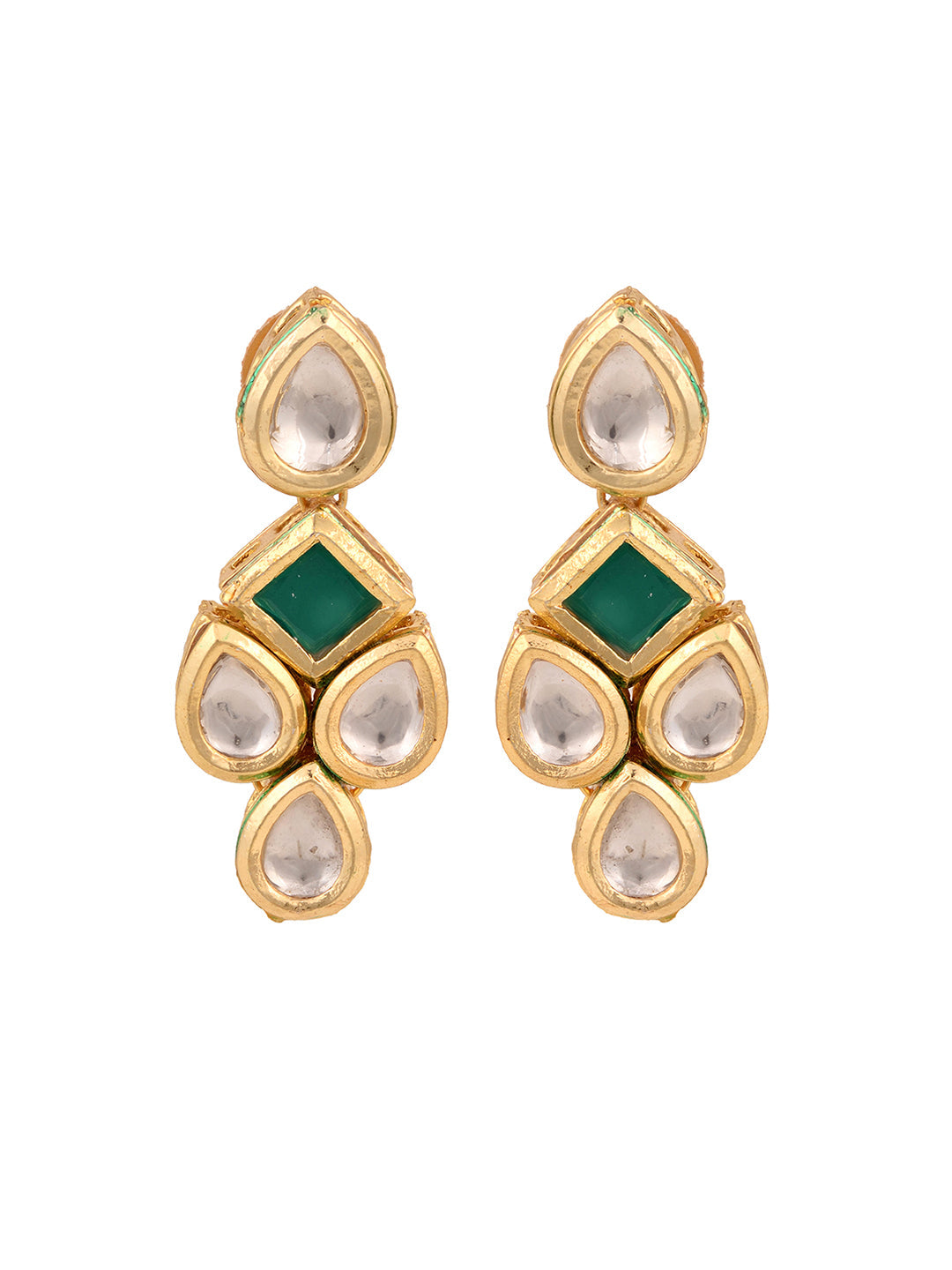 Gold Plated Green & White Kundan studded modern Necklace Jewellery Set, zaveri pearls, sale price rs, sale price, sale gold plated, sale gold, sale, rubans, ring, regular price, priyassi jewe