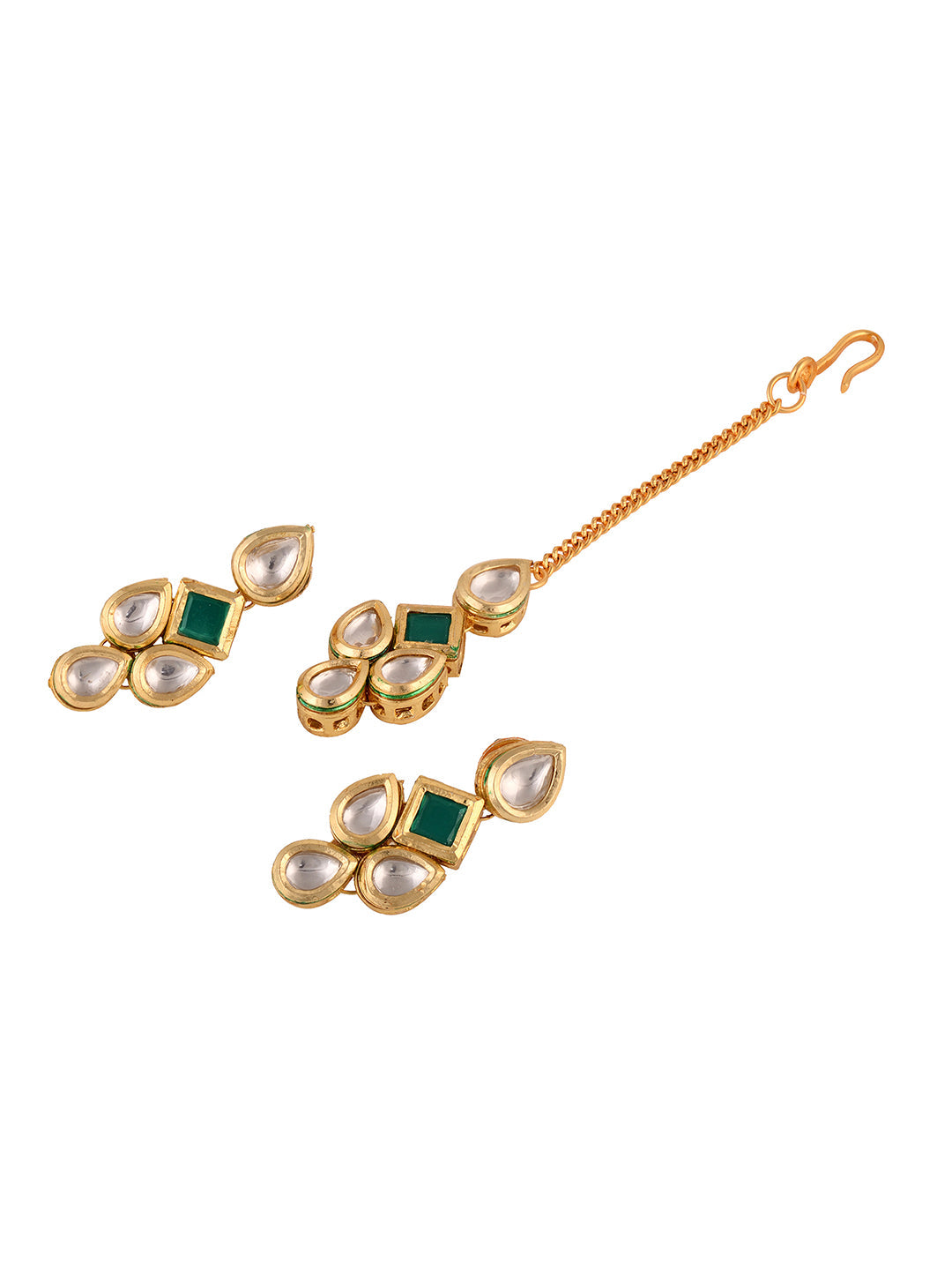 Gold Plated Green & White Kundan studded modern Necklace Jewellery Set, zaveri pearls, sale price rs, sale price, sale gold plated, sale gold, sale, rubans, ring, regular price, priyassi jewe