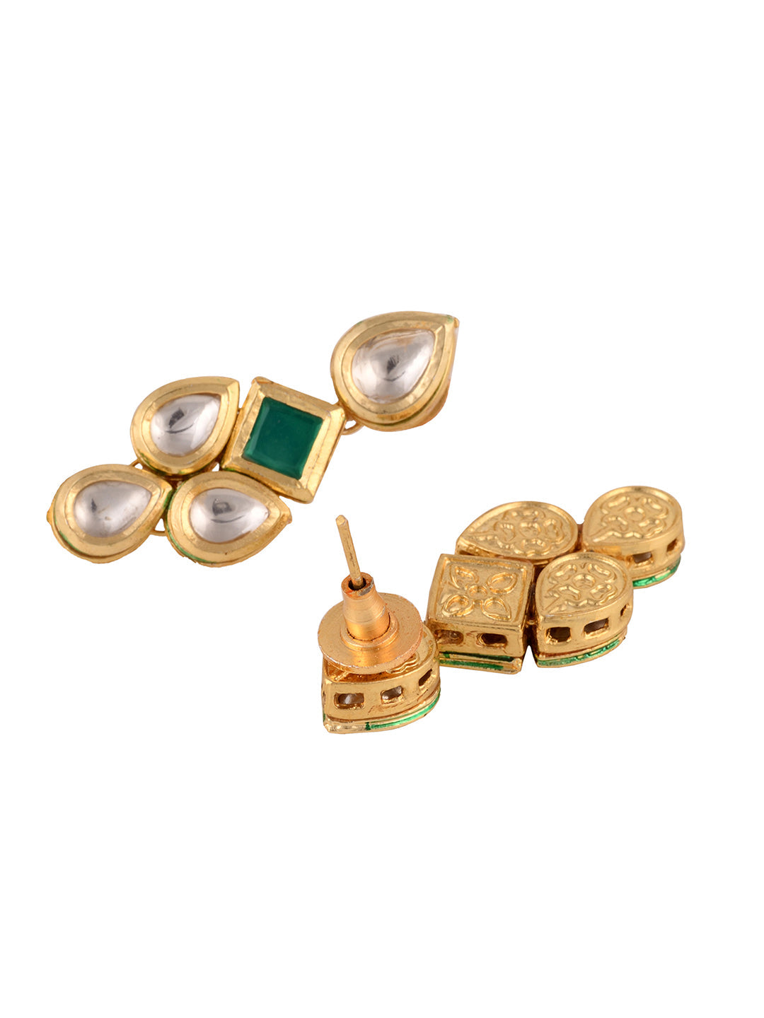 Gold Plated Green & White Kundan studded modern Necklace Jewellery Set, zaveri pearls, sale price rs, sale price, sale gold plated, sale gold, sale, rubans, ring, regular price, priyassi jewe