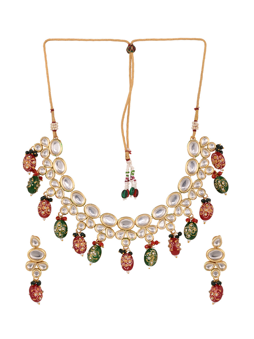 Gold Toned Kundan & Multi Bead studded Handcrafted Jewellery Set, zaveri pearls, sale price rs, sale price, sale gold plated, sale gold, sale, rubans, ring, regular price, priyassi jewellery,