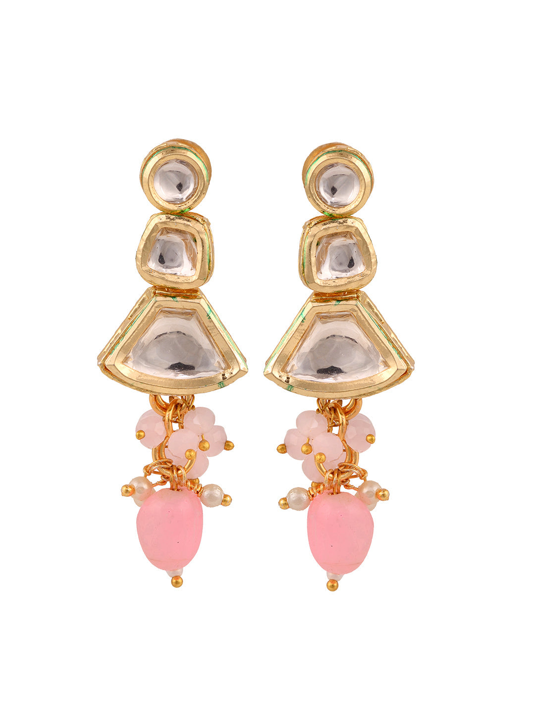 Gold Toned Kundan & Pink Bead studded Handcrafted Jewellery Set, zaveri pearls, sale price rs, sale price, sale gold plated, sale gold, sale, rubans, ring, regular price, priyassi jewellery, 