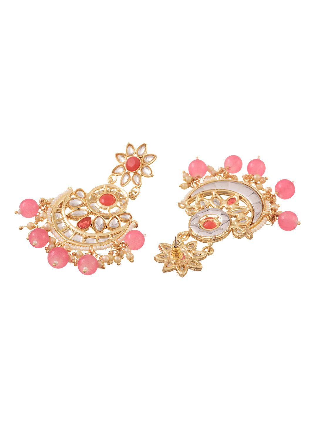 Gold Plated Kundan studded Pink & White Pearl beadded Maangtika Earring Jewellery Set, zaveri pearls, sale price rs, sale price, sale gold plated, sale gold, sale, rubans, ring, regular price