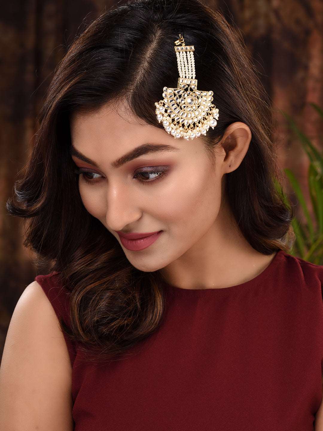 Gold Plated Kundan studded Pearl beadded Cresent Jhumar Passa, zaveri pearls, sale price rs, sale price, sale gold plated, sale gold, sale, rubans, ring, regular price, priyassi jewellery, ku