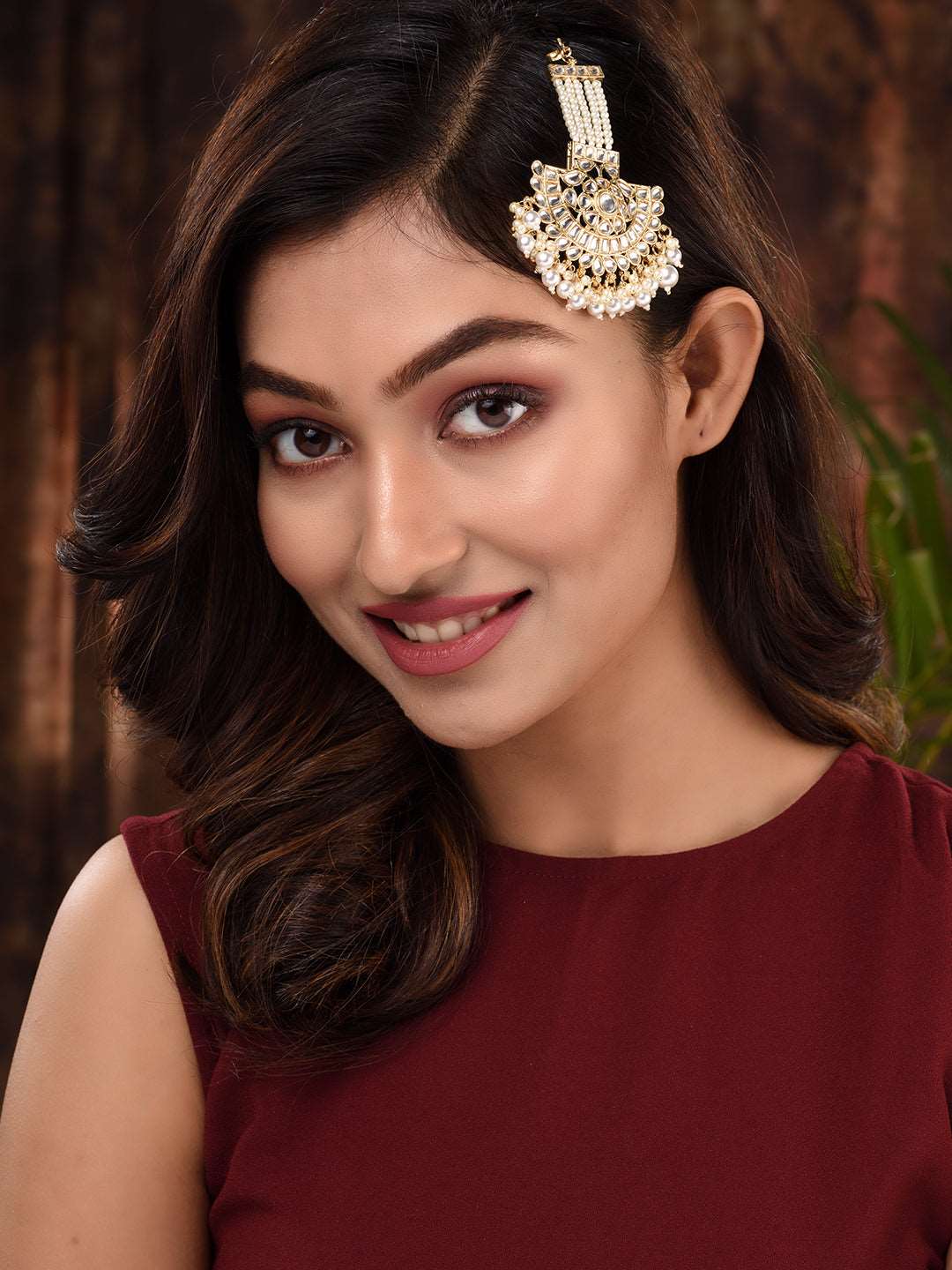 Gold Plated Kundan studded Pearl beadded Cresent Jhumar Passa, zaveri pearls, sale price rs, sale price, sale gold plated, sale gold, sale, rubans, ring, regular price, priyassi jewellery, ku