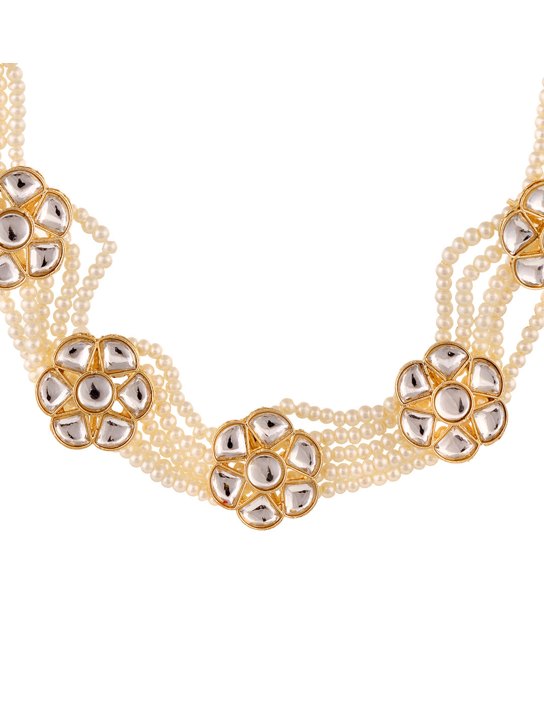 Gold Toned Kundan studded Pearl layered Modern Floral Head Band, zaveri pearls, sale price rs, sale price, sale gold plated, sale gold, sale, rubans, ring, regular price, priyassi jewellery, 