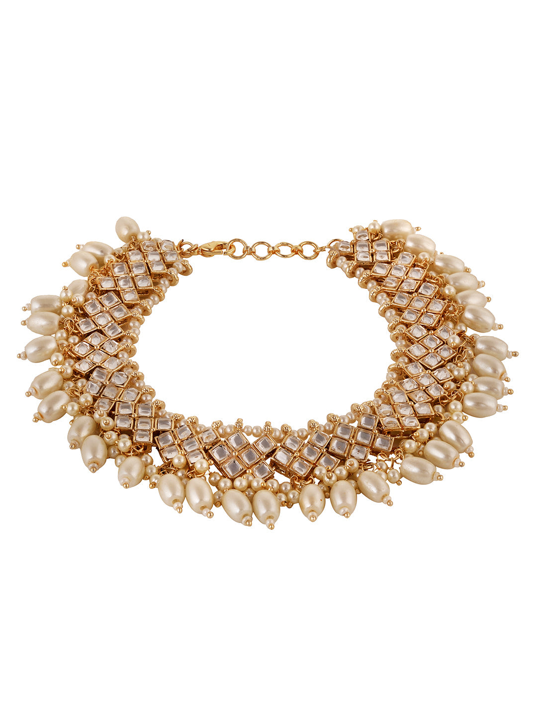Gold Toned Kundan studded Paerl Beadded ethnic Bridal Anklet Anklet, zaveri pearls, sale price rs, sale price, sale gold plated, sale gold, sale, rubans, ring, regular price, priyassi jewelle