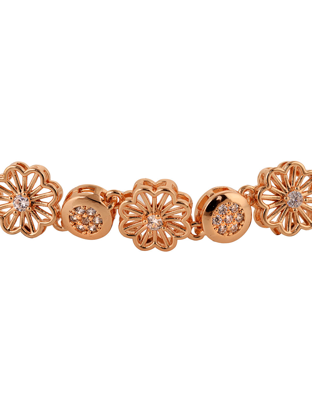 Rose Gold Plated AD Studded Floral Wraparound Bracelet, zaveri pearls, sale price rs, sale price, sale gold plated, sale gold, sale, rubans, ring, regular price, priyassi jewellery, kushal's 