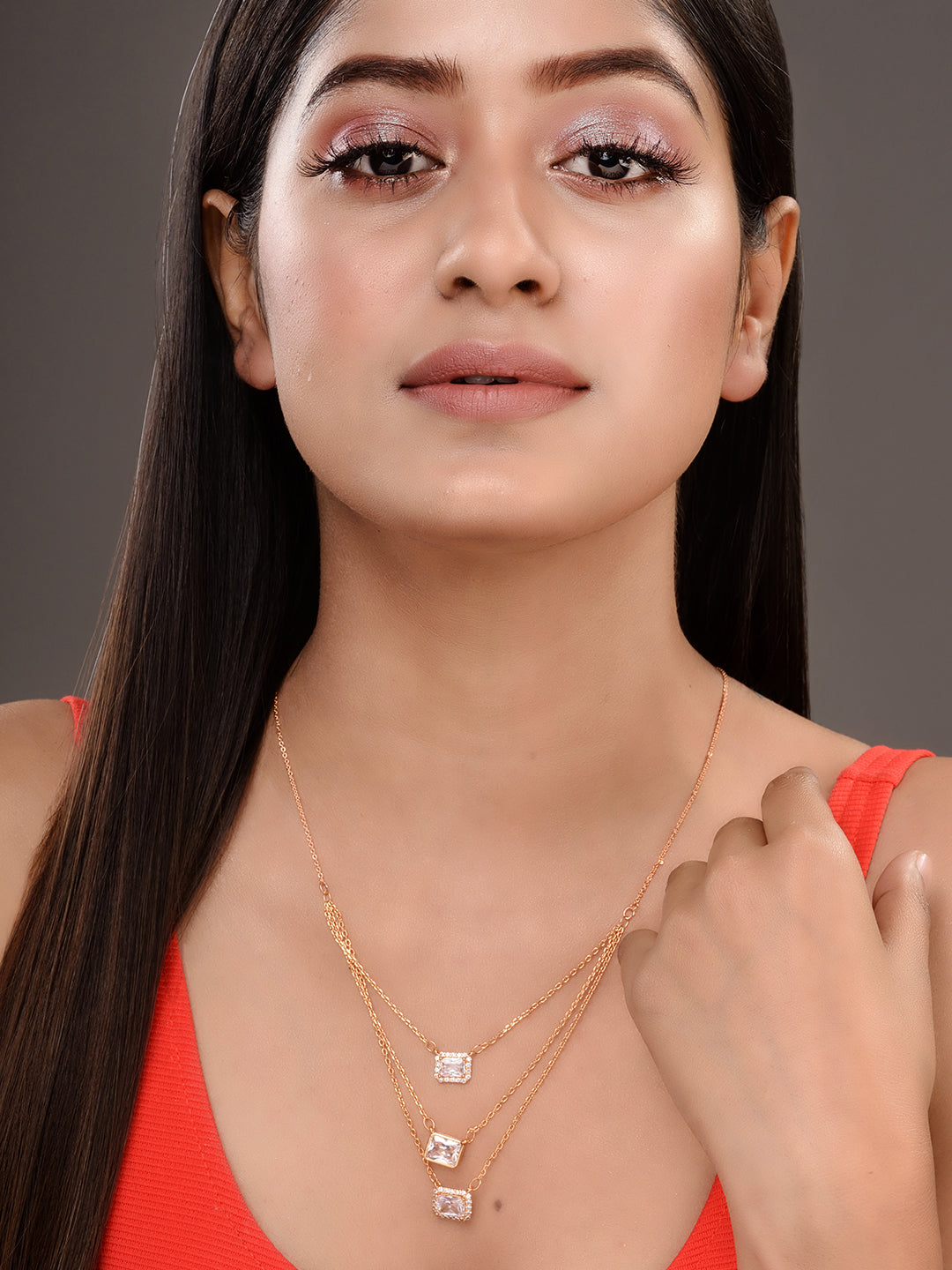 Gold Toned AD Studded Layered Necklace, zaveri pearls, sale price rs, sale price, sale gold plated, sale gold, sale, rubans, ring, regular price, priyassi jewellery, kushal's - Saraf RS Jewel