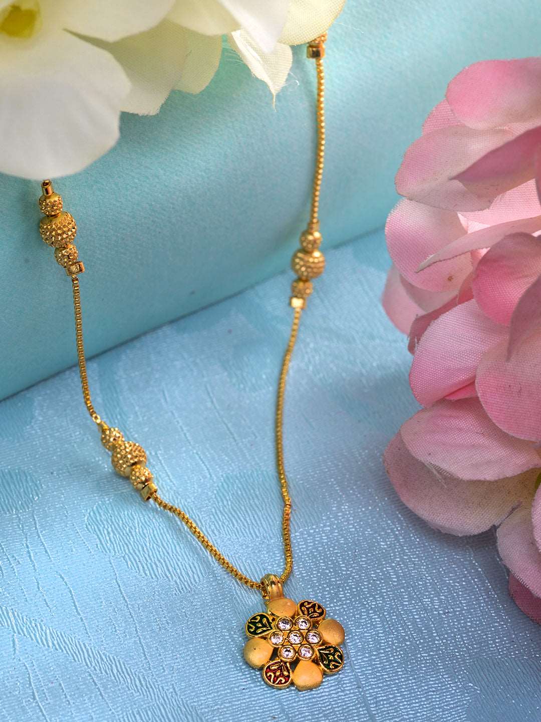 Gold Plated & Beaded Locket Chain Mangalsutra, zaveri pearls, sale price rs, sale price, sale gold plated, sale gold, sale, rubans, ring, regular price, priyassi jewellery, kushal's - Saraf R