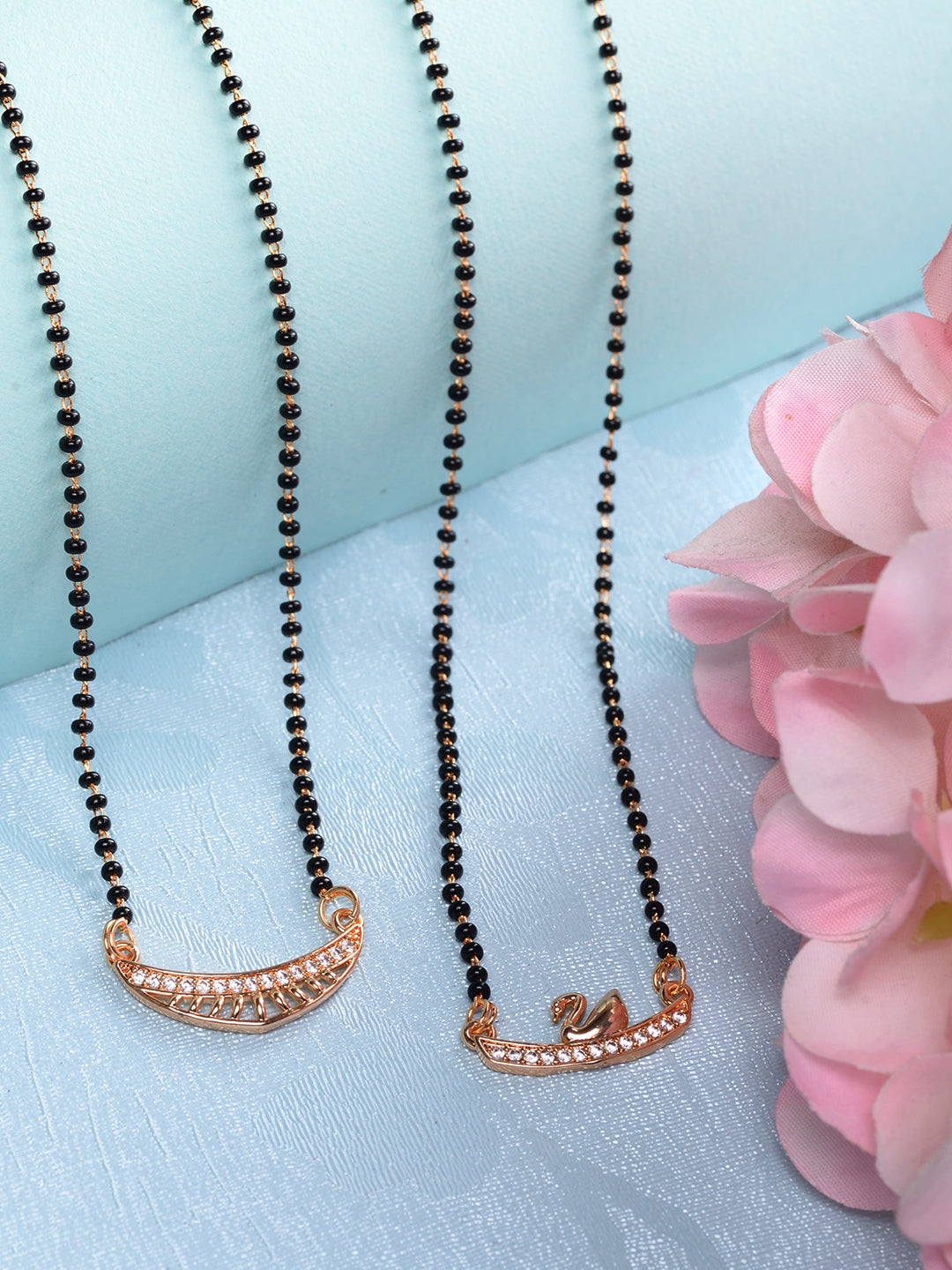 Set Of 2 Gold Plated AD Studded & Beaded Mangalsutra COMBO, zaveri pearls, sale price rs, sale price, sale gold plated, sale gold, sale, rubans, ring, regular price, priyassi jewellery, kusha