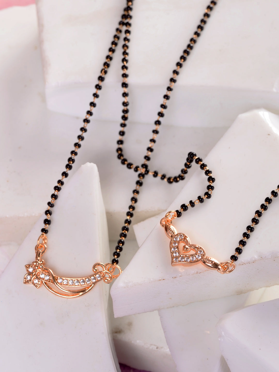 Set Of 2 Gold Toned AD Studded Delicate mangalsutra COMBO, zaveri pearls, sale price rs, sale price, sale gold plated, sale gold, sale, rubans, ring, regular price, priyassi jewellery, kushal