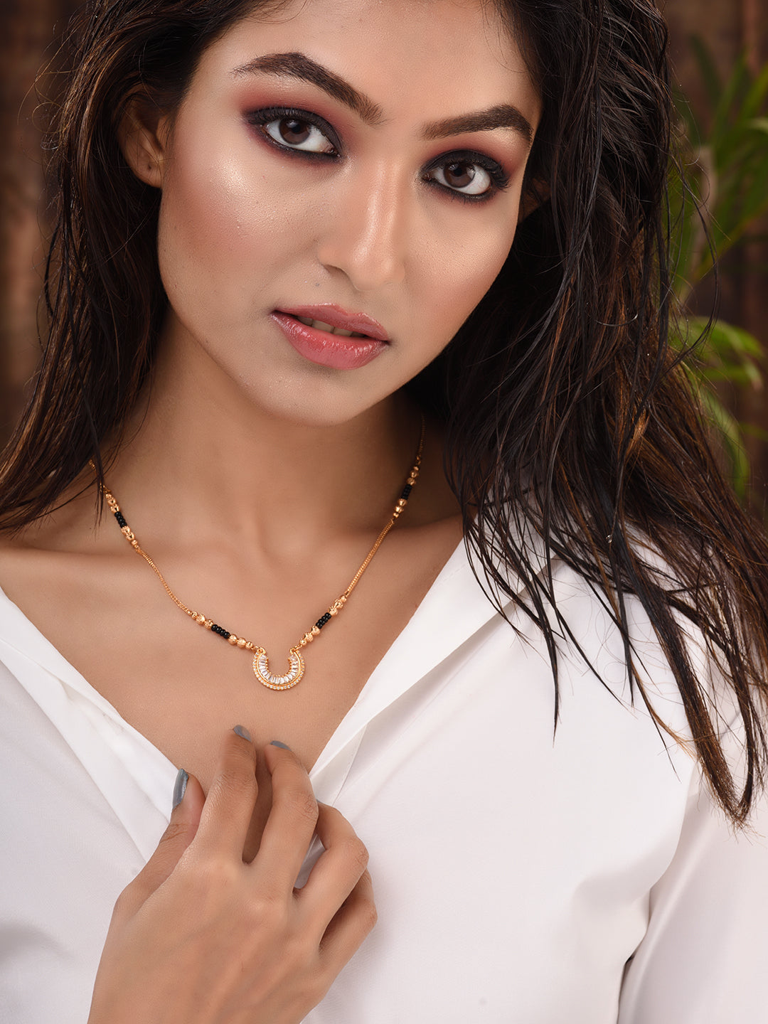 Gold Plated White AD Studded & Beaded Pendant Mangalsutra COMBO, zaveri pearls, sale price rs, sale price, sale gold plated, sale gold, sale, rubans, ring, regular price, priyassi jewellery, 