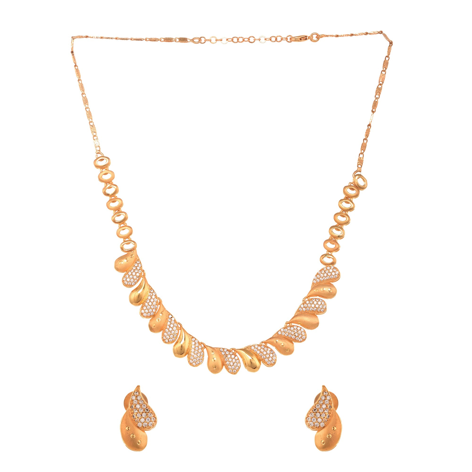 Gold Toned AD Studded Minimal Designer Necklace Jewellery Set, zaveri pearls, sale price rs, sale price, sale gold plated, sale gold, sale, rubans, ring, regular price, priyassi jewellery, ku